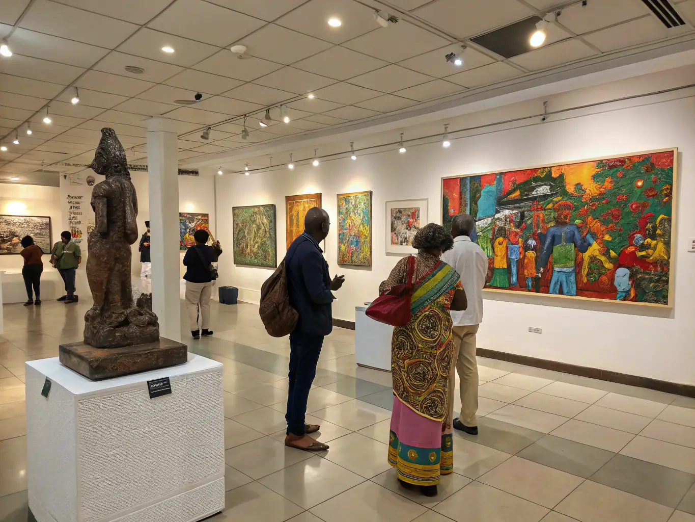 A photo of a community exhibition displaying artworks created by local artists, showcasing the talent and creativity within the community.